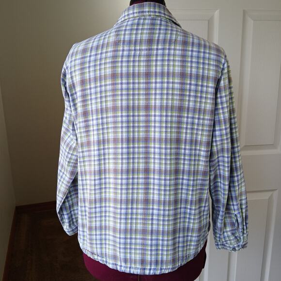 Woolrich Multi Flannel Blouse L purple green white plaid checks LS vtg Y2K warm - Picture 4 of 13